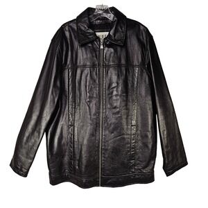 Vtg Y2K Wilson's M‎ Julian Men's Black Leather Jacket MED 46" Quilted Insulated